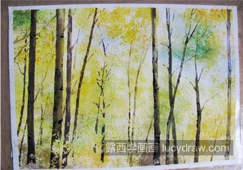 秋天的树林怎么画？具体的水彩画步骤是什么？