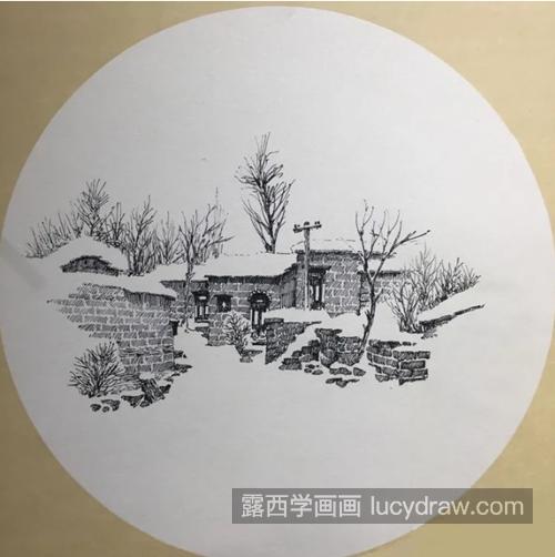 古村落雪景色怎么画？雪景有哪些绘画步骤？