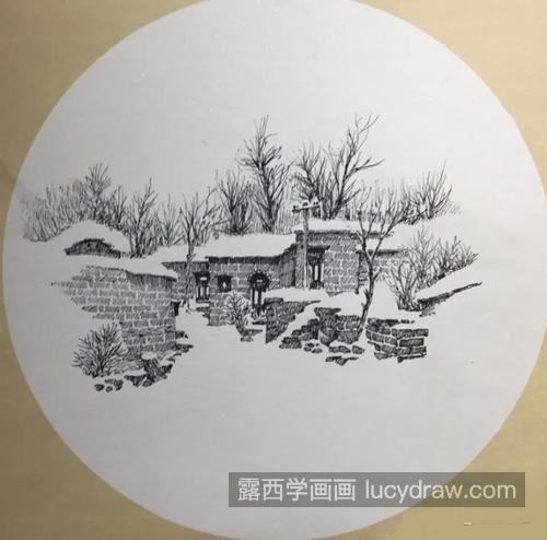 古村落雪景色怎么画？雪景有哪些绘画步骤？