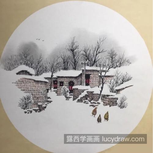 古村落雪景色怎么画？雪景有哪些绘画步骤？