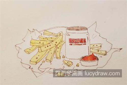 薯条怎么画？薯条的钢笔淡彩步骤有几步？