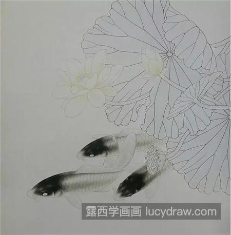 莲花鲤鱼怎么画？详细的工笔画步骤有哪些？