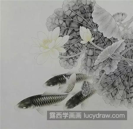 莲花鲤鱼怎么画？详细的工笔画步骤有哪些？