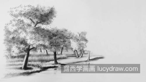 深秋景色怎么画？详细素描淡彩步骤有哪些？