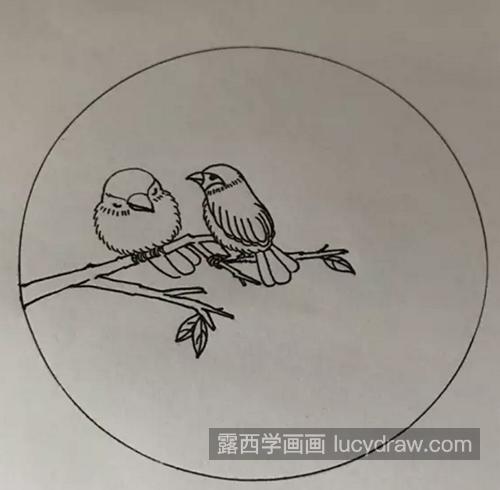 树上的鸟儿怎么画？两只小鸟的彩铅画法是什么？