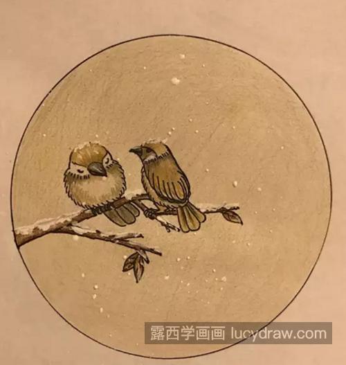 树上的鸟儿怎么画？两只小鸟的彩铅画法是什么？