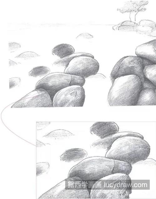 石滩风景怎么画？怎么画素描石头？