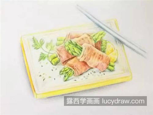 培根芦笋卷怎么画？简单的美食画法是什么？