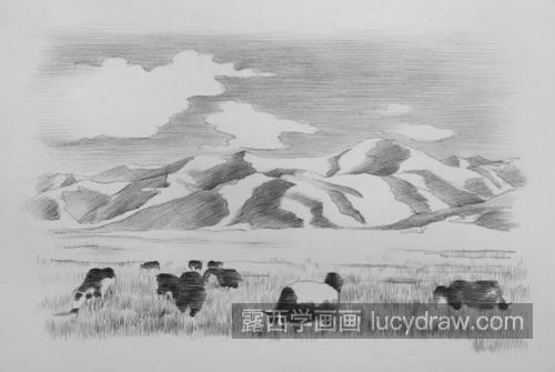 草原风光怎么画？牛羊的素描画法是什么？