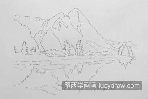 山峰湖水怎么画？简单的素描山水画法是什么？