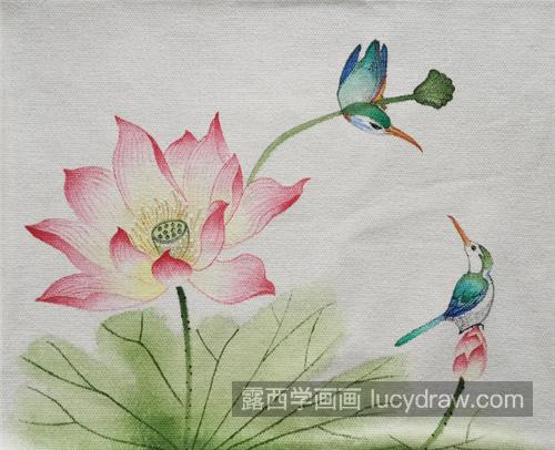 水彩荷花怎么画？翠鸟有哪些绘画步骤？