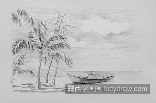 海边风景怎么画？椰子树的素描步骤有几步？