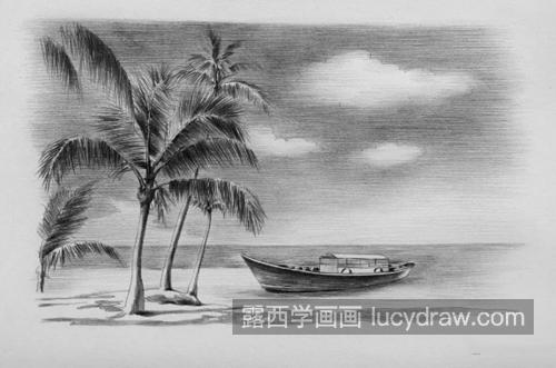 海边风景怎么画?椰子树的素描步骤有几步?