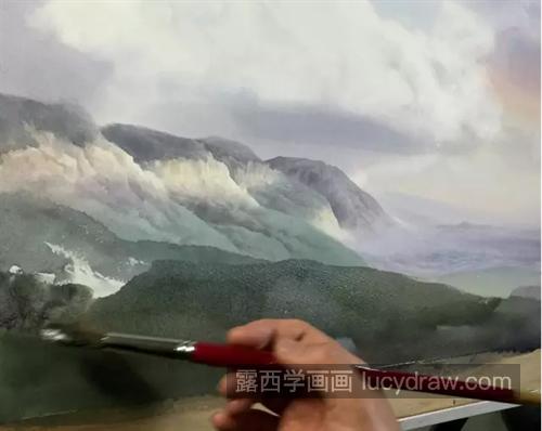 云雾缭绕的山峰怎么画？风景水彩画步骤详解