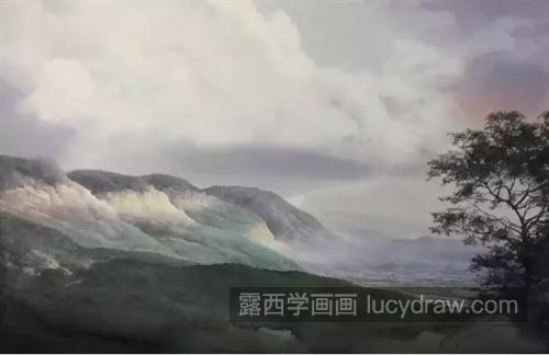 云雾缭绕的山峰怎么画？风景水彩画步骤详解