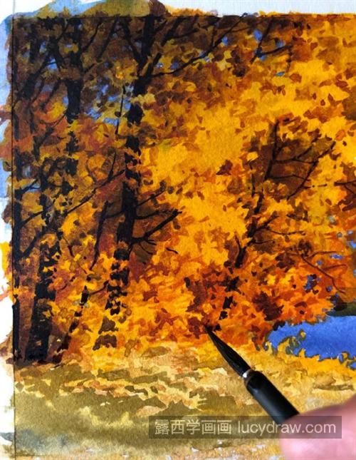 秋天的风景怎么画？黄树叶的画法是什么？