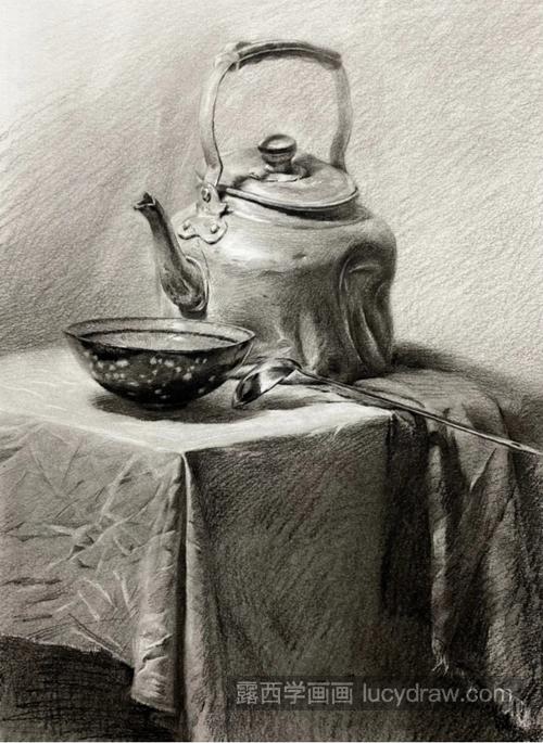 铁茶壶素描图片
