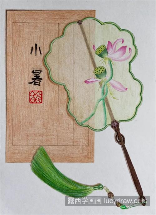 荷花团扇怎么画？如何画小暑小画？