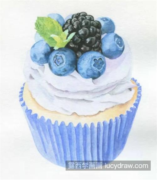 蓝莓冰淇淋蛋糕怎么画？有哪些绘画步骤？