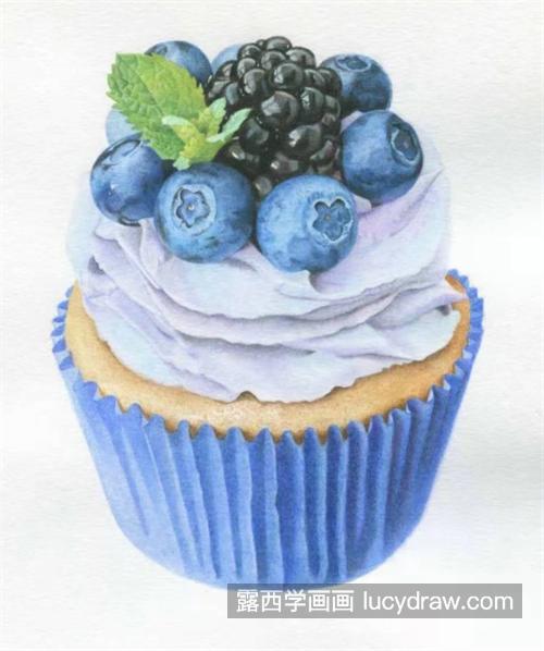 蓝莓冰淇淋蛋糕怎么画？有哪些绘画步骤？