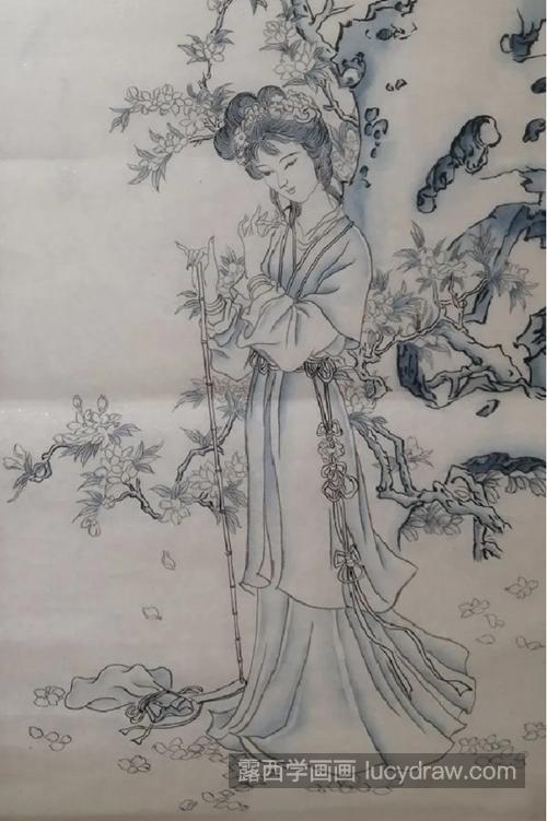 黛玉葬花怎么画？仕女工笔画教程是什么？