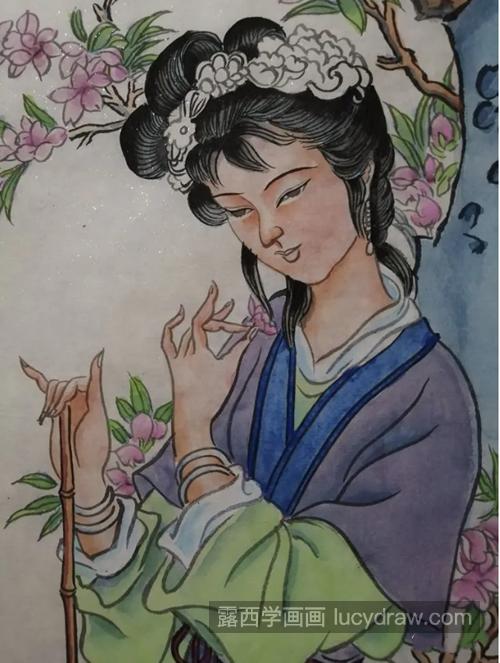 黛玉葬花怎么画？仕女工笔画教程是什么？