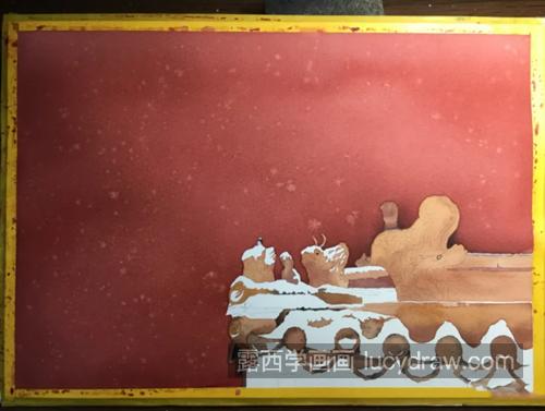 故宫红墙怎么画？檐上积雪的绘画过程是什么？