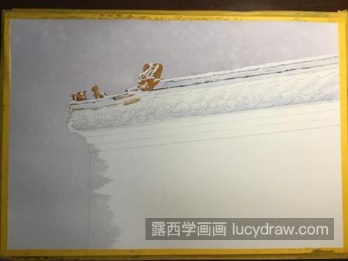 红墙房檐怎么画？如何画屋檐上的雪？