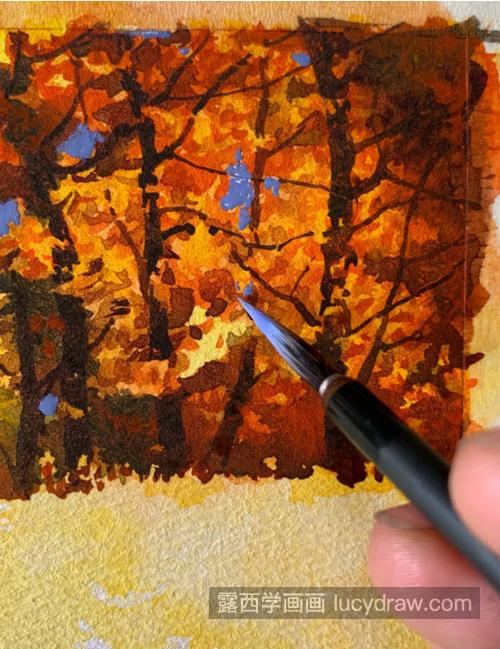 秋天的树丛怎么画？有哪些水彩技法？