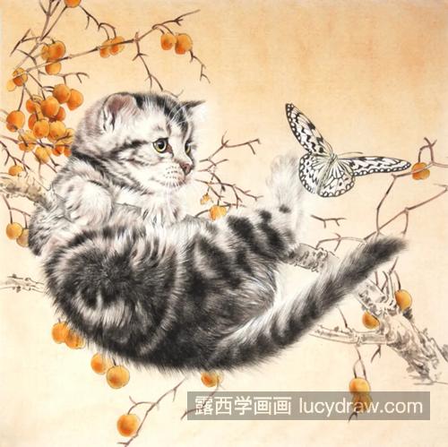 猫扑蝶怎么画？工笔绘画流程是什么？