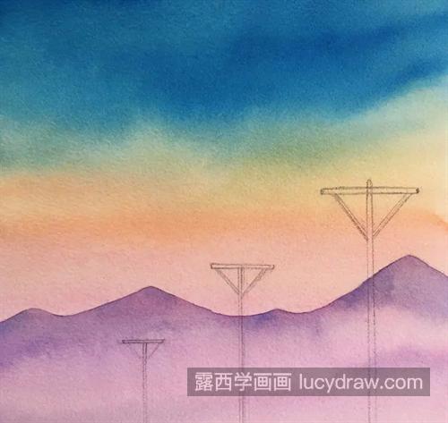 夕阳下的电线杆怎么画？水彩风景的画法是什么？