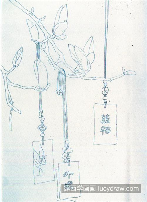 玉兰花苞怎么画？花苞上的香囊彩铅画法是什么？