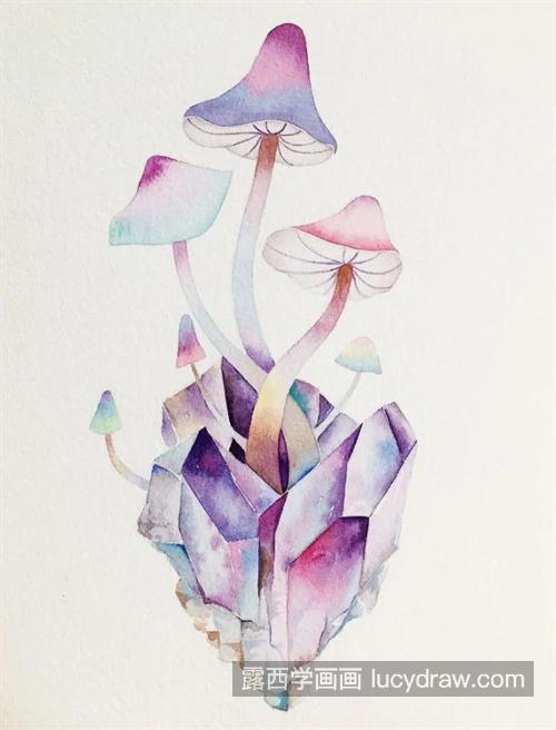 水晶蘑菇怎么画？如何使用多色渐变？