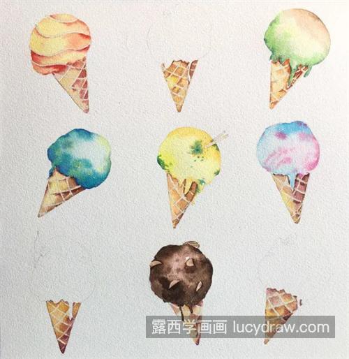 甜筒冰淇淋怎么画？如何运用六原色调色？