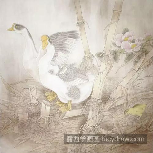 大鹅怎么画？如何画竹林冬景？