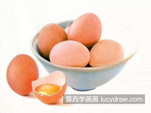 一碗生鸡蛋怎么画？鸡蛋的彩铅步骤有几步？