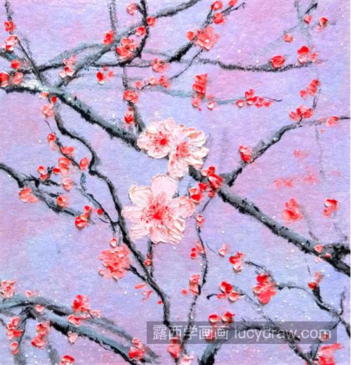 桃花朵朵怎么画？春暖花开的油画教程是什么？