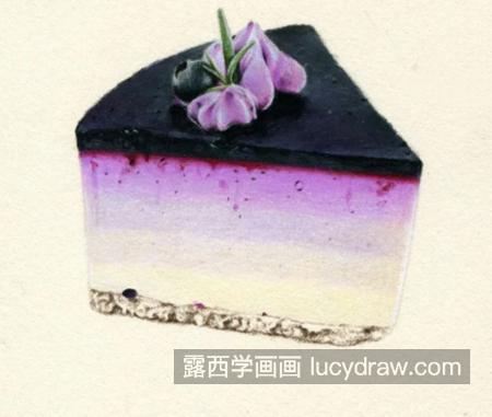 蓝莓蛋糕怎么画？甜品的彩铅画法什么？