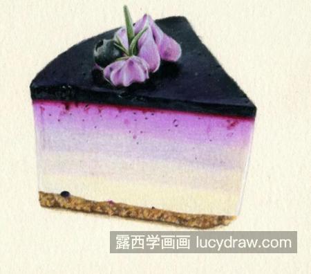 蓝莓蛋糕怎么画？甜品的彩铅画法什么？