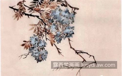 紫藤小鸟怎么画？如何画没骨花鸟？