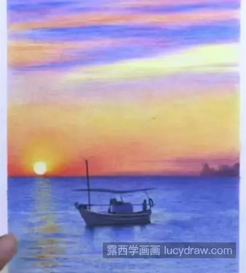 江面船只怎么画？如何画夕阳下的孤舟？