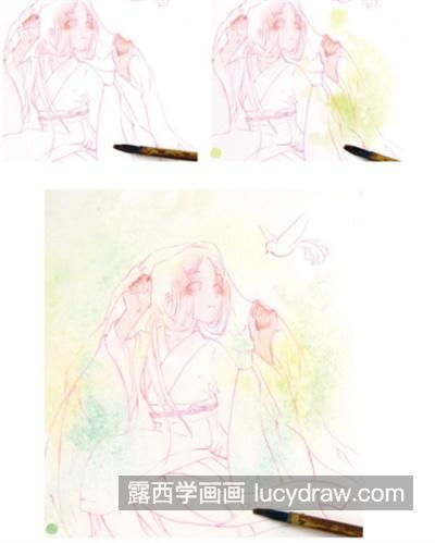 古风人物怎么画？少女水彩画步骤有几步？