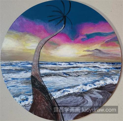 夏日海风怎么画？海边风景的丙烯绘画流程是什么？