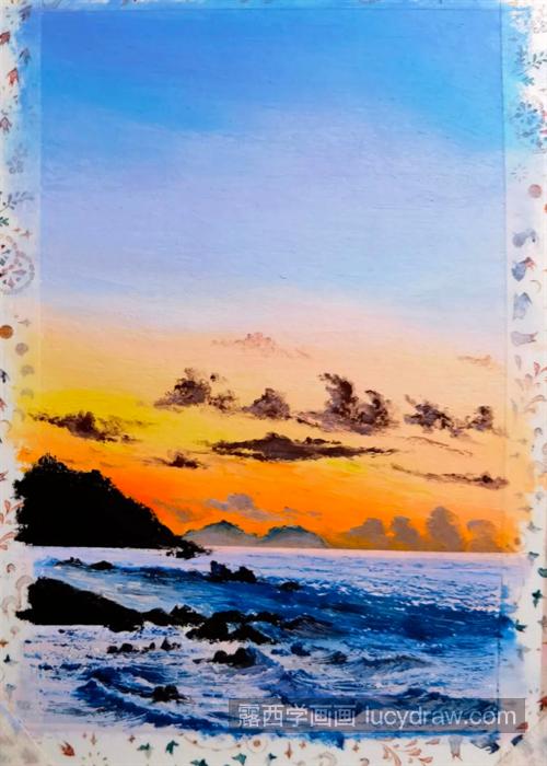海上落日怎么画？落日余晖的油画教程是什么？