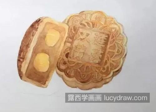 莲蓉月饼怎么画？简单的水彩画法是什么？