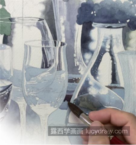 玻璃酒杯怎么画？如何边画主体边画背景？