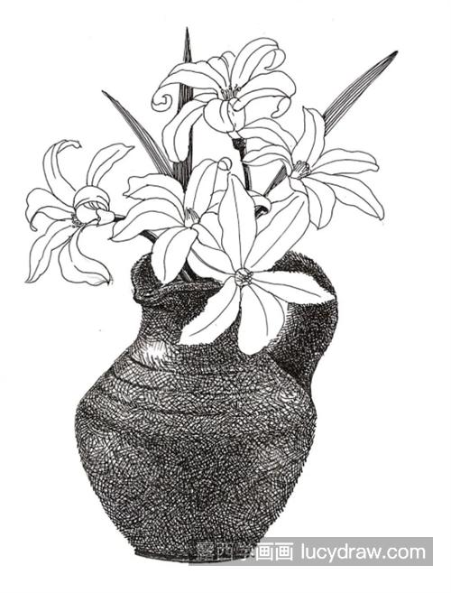 鲜花怎么画？钢笔陶罐质感如何表现？