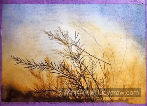 夕阳下的小草怎么？简单的水彩画法是什么？