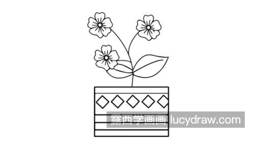 漂亮简单的彩色花盆怎么画 带花纹的花盆简笔画教程