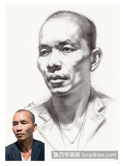 四分之三侧素描头像男老年 素描头像男老年画法教程